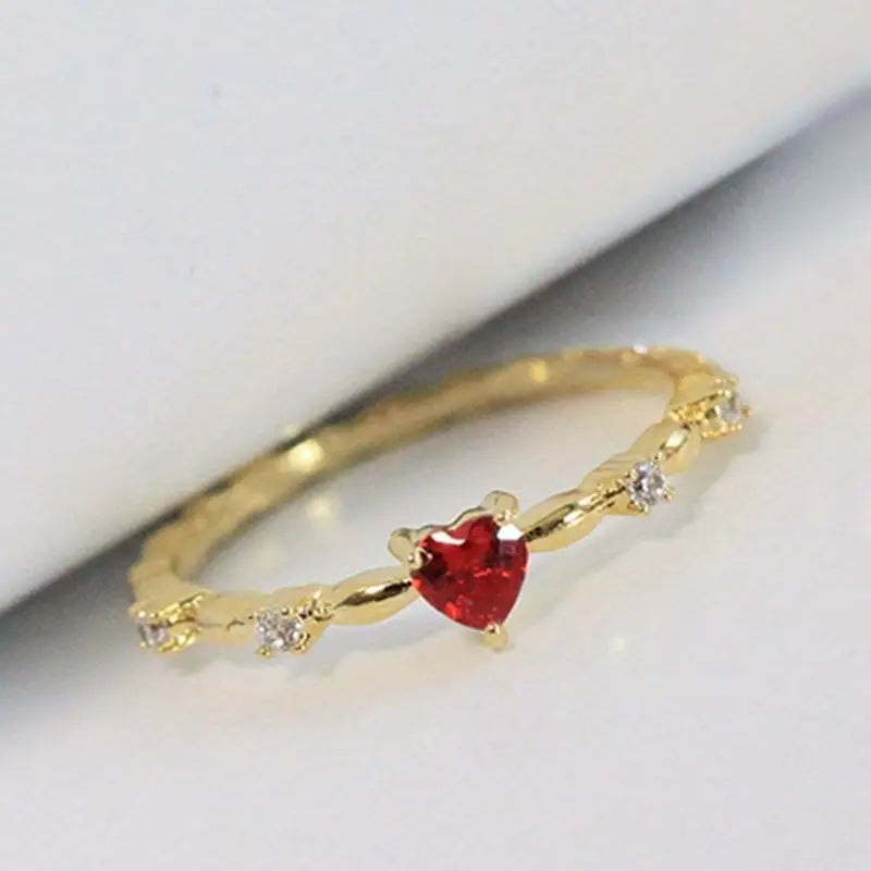 Gold Ruby Heart Ring